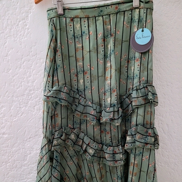 NWT Eva Franco burnout ruffled tiered lined midi - Picture 1 of 8